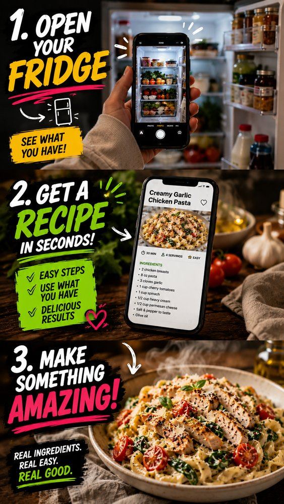 Open your fridge, snap a photo and get a recipe in seconds